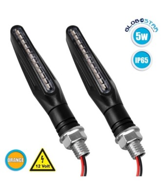 GLOBOSTAR® TURNLIGHT 81754 Φλας Μοτοσυκλέτας LED 2.5W-5W 150lm-300lm 120° DC 12V Αδιάβροχο IP65 Πορτοκαλί - Μ14 x Π2.3 x Υ1.9cm - Πακέτο 2 Τεμαχίων - 1 Χρόνο Εγγύηση